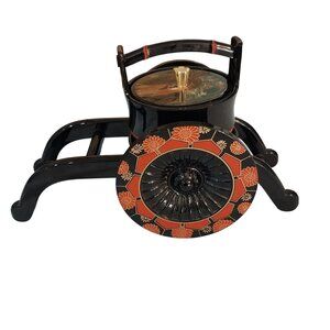 Japanese Rickshaw Carriage 3pc Jewelry Box Tea Caddy Or Serving Dish